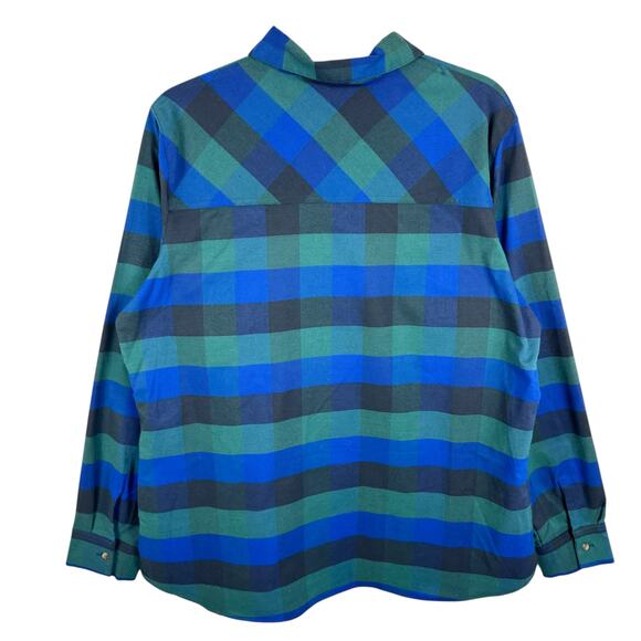 Columbia Green Blue Striped Long Sleeve Collared Flannel Button Up Shirt Mens XL - Picture 2 of 6